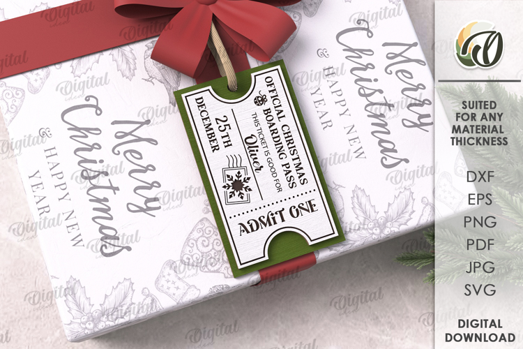 Christmas Gift Tag Laser Cut. Christmas SVG