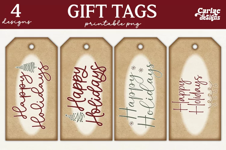Christmas Gift Tags, Happy Holidays Printable Tags