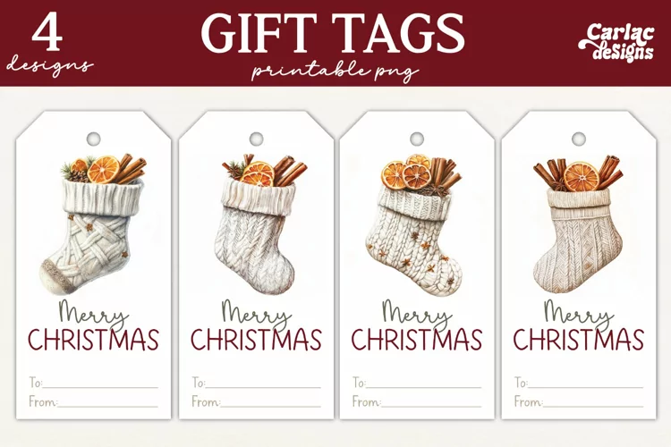 Christmas Gift Tags, Merry Christmas Printable Tags