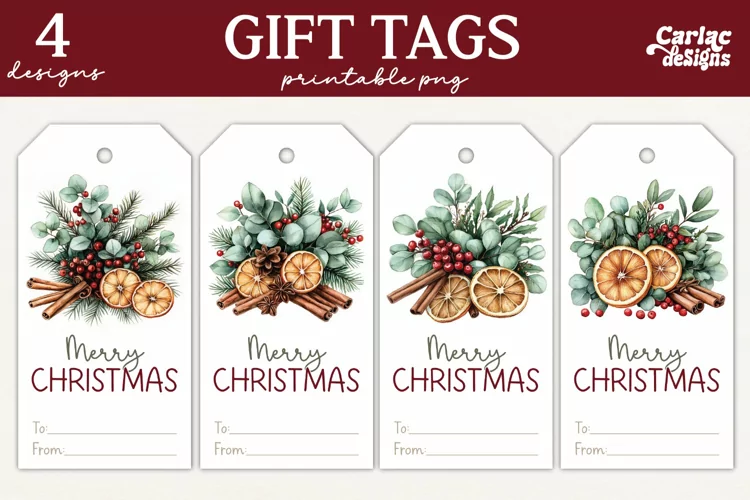 Christmas Gift Tags, Merry Christmas Printable Tags