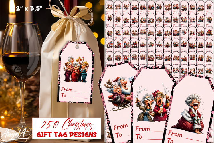 Christmas gift tags bundle Elderly lady gift label printable