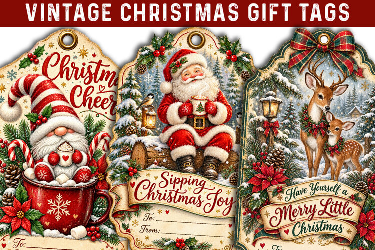 Christmas Gift Tags, Christmas labels, Christmas label tags example image 1