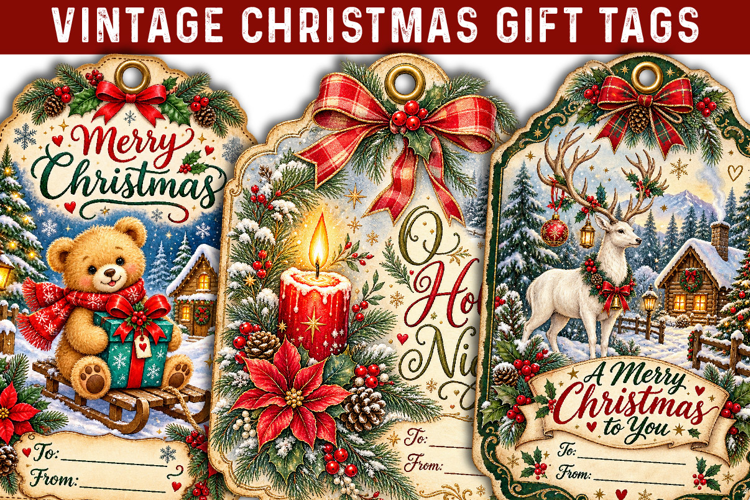 Christmas Gift Tags, Christmas labels, Christmas label tags