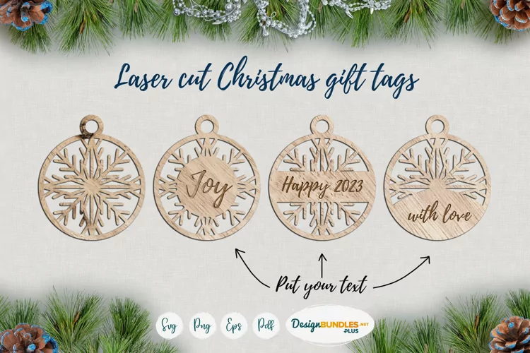 Laser cut Snowflake ornament tags | Christmas SVG templates