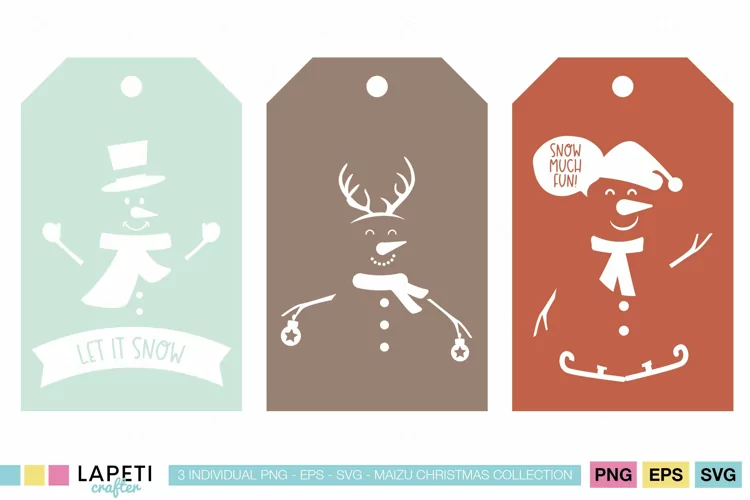 Snowman Christmas Gift Tags | Festive Holiday Cut Files