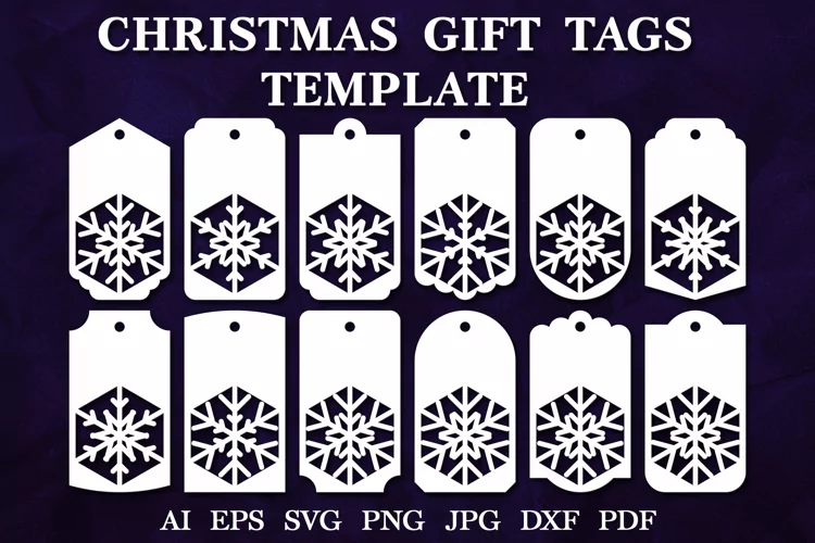 Christmas Gift Tags Template. Hang Tags SVG. Sale Tags SVG
