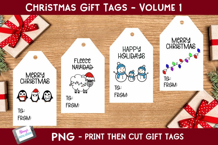 Christmas Gift Tags Vol. 1 | Print then Cut Christmas Tags example image 1