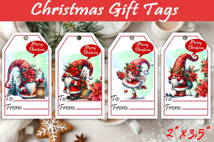 Christmas Gift Tags, Christmas labels, Christmas Gnomes tags