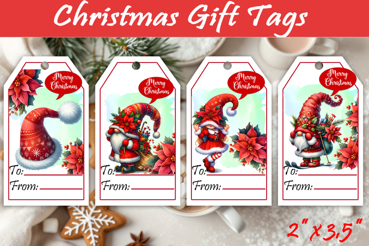 Christmas Gift Tags, Christmas labels, Christmas Gnomes tags