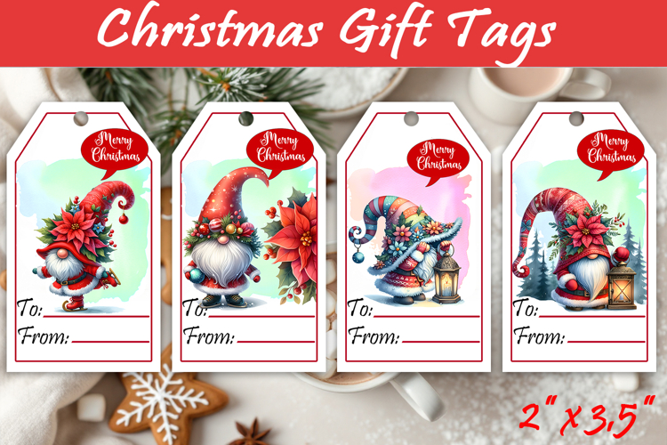 Christmas Gift Tags, Christmas labels, Christmas Gnomes tags