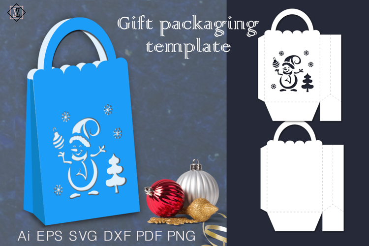 Christmas gift wrapping with snowman