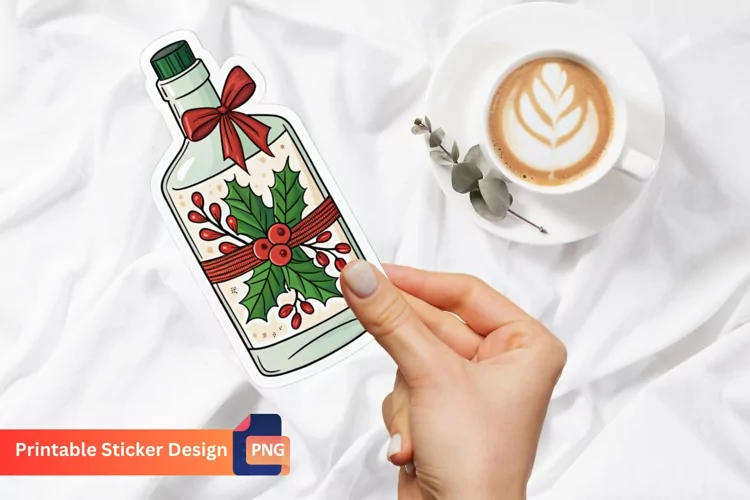 Christmas Gin Bottle Sticker, Christmas Decoration Sticker