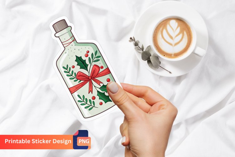 Christmas Gin Bottle Sticker, Christmas Decoration Sticker example image 1