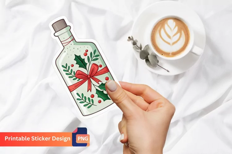 Christmas Gin Bottle Sticker, Christmas Decoration Sticker