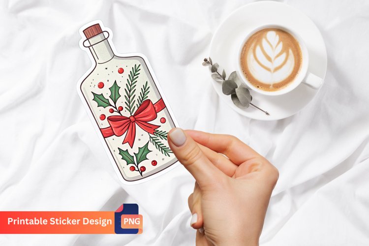 Christmas Gin Bottle Sticker, Christmas Decoration Sticker example image 1