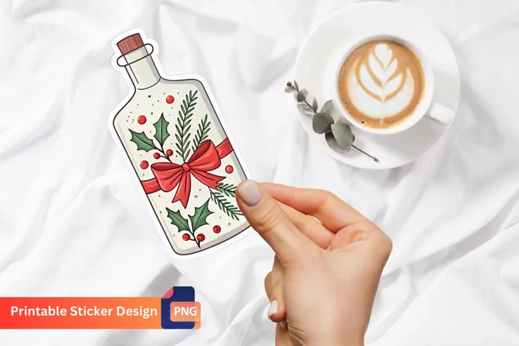 Christmas Gin Bottle Sticker, Christmas Decoration Sticker