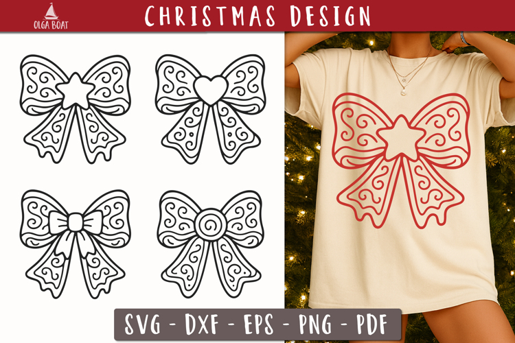 Christmas Gingerbread Bow SVG