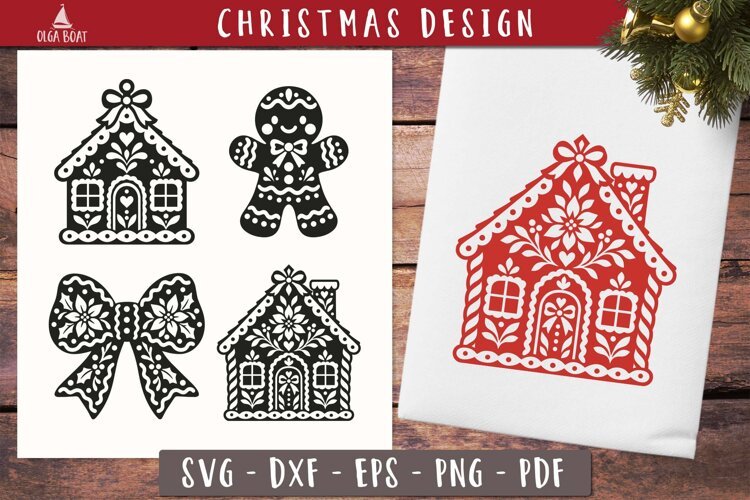 Christmas Gingerbread Designs SVG Gingerbread house man