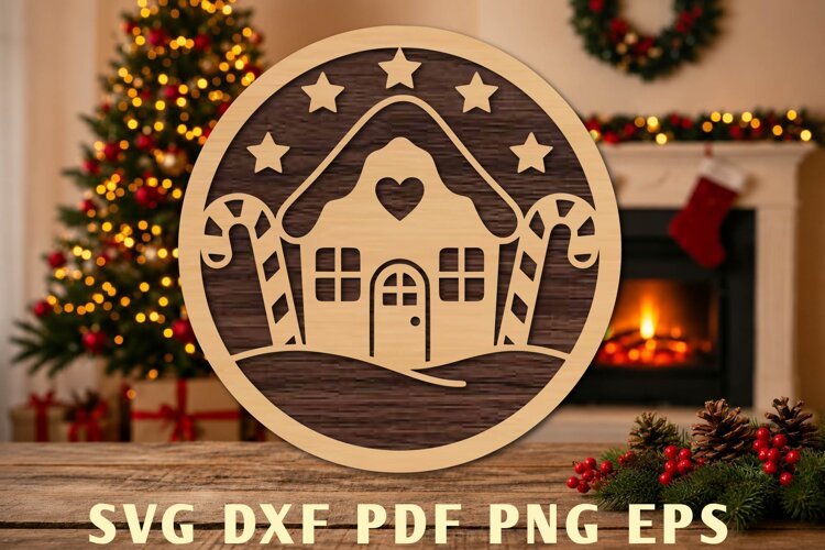 Christmas Gingerbread House Laser Cut example image 1