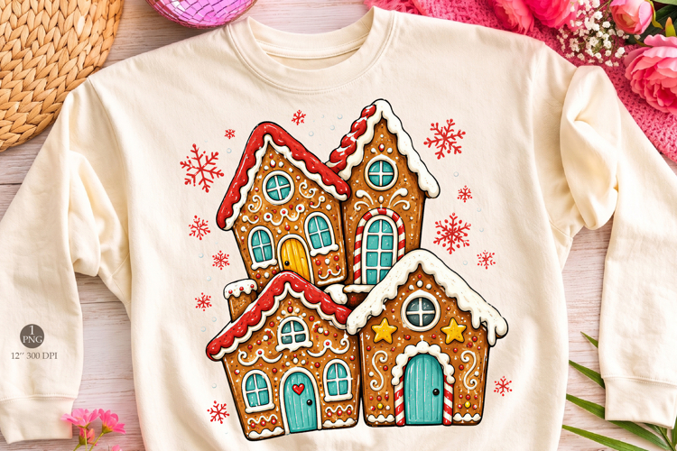 Christmas Gingerbread House Png, Holly Jolly Vibes Png