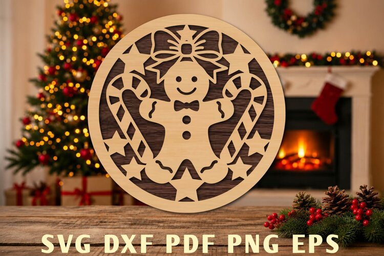 Christmas Gingerbread Laser Cut SVG example image 1