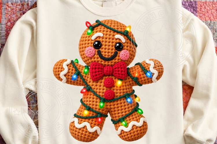 Christmas Gingerbread Latch Hook Yarn Crochet PNG example image 1