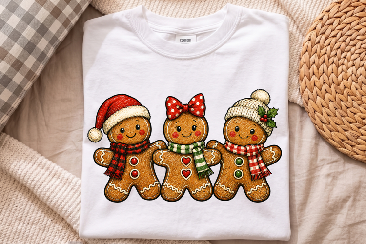 Christmas Gingerbread Trio PNG,Whimsical Holiday Sublimation