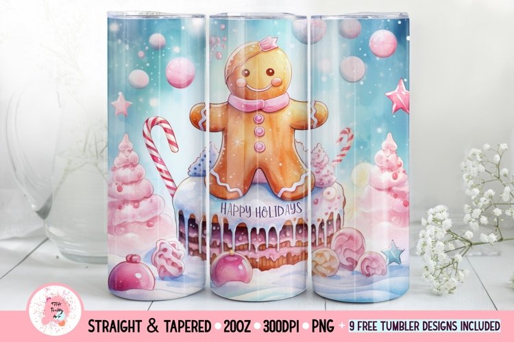 Christmas Gingerbread Tumbler Wrap | Christmas Sublimation