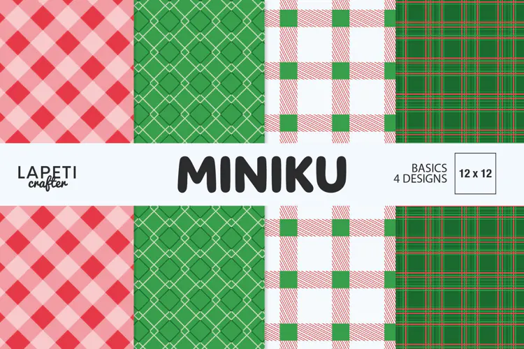 Christmas Gingham Digital Papers 12x12