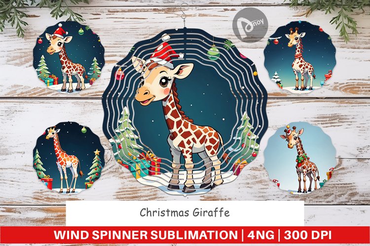 Wind Spinner Cartoon Christmas Giraffe