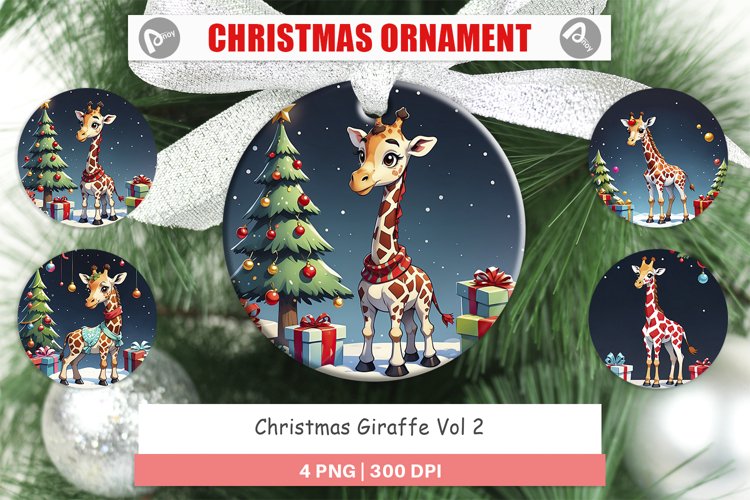 Christmas Ornaments Cartoon Christmas Giraffe example image 1