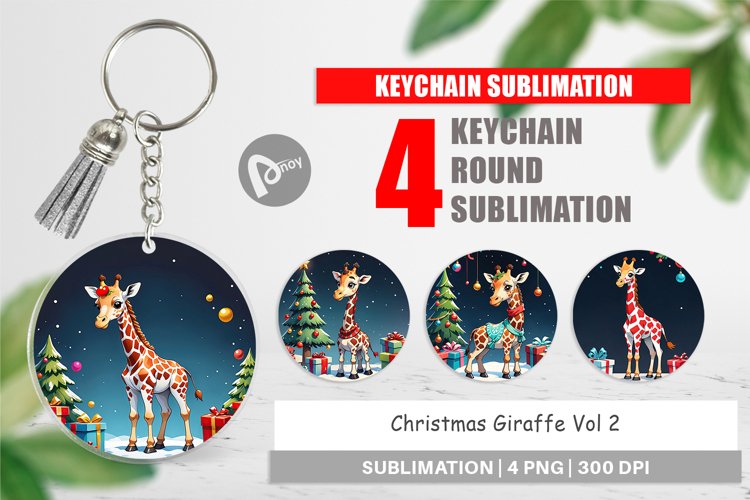 Keychain Cartoon Christmas Giraffe example image 1