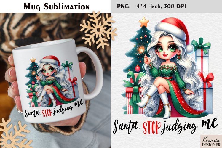 Cute Christmas Girl|Christmas Funny Quotes Mug Sublimation