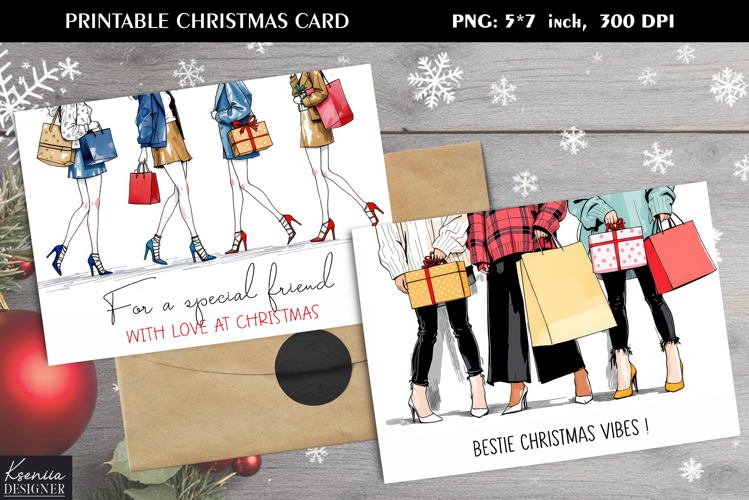 Bestie Christmas Vibes|Holiday Greeting Printable Design