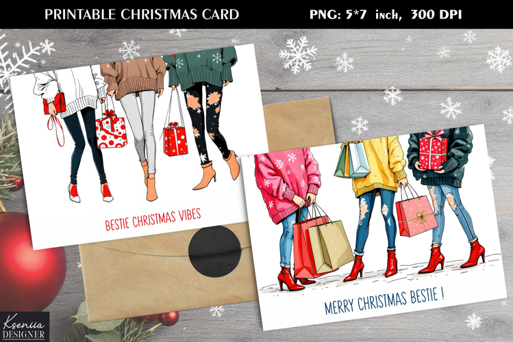 Bestie Christmas Vibes|Holiday Greeting Printable Design