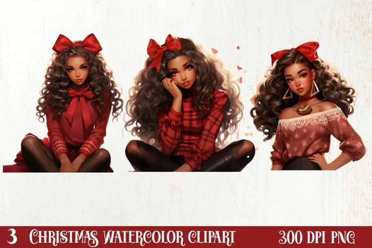 Cute Christmas Little Girl Sublimation Clipart