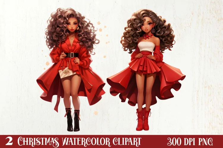 Cute Christmas Little Girl Sublimation Clipart