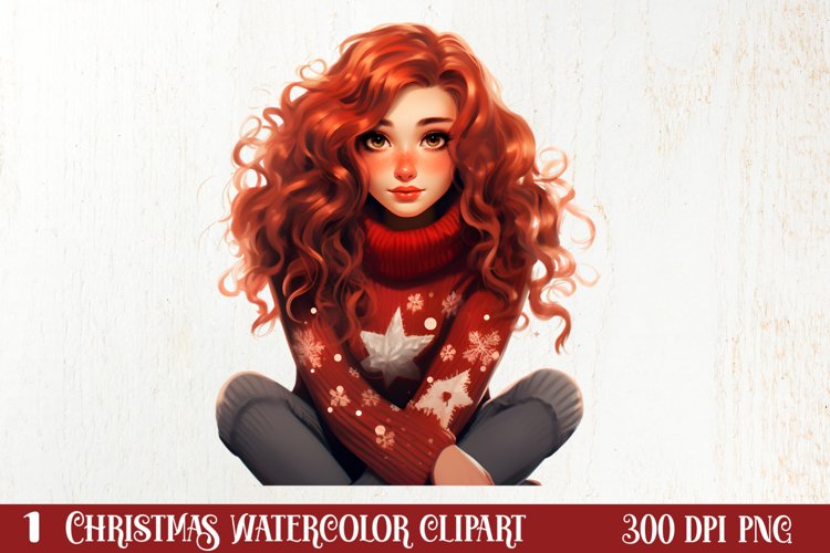 Cute Christmas Little Girl Sublimation Clipart