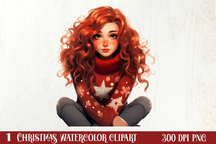 Cute Christmas Little Girl Sublimation Clipart
