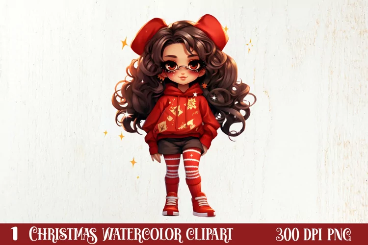Cute Christmas Little Girl Sublimation Clipart