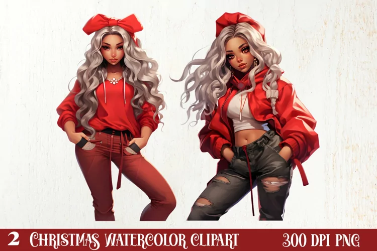 Cute Christmas Little Girl Sublimation Clipart