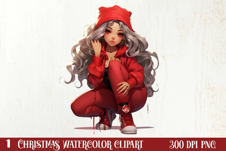 Cute Christmas Little Girl Sublimation Clipart