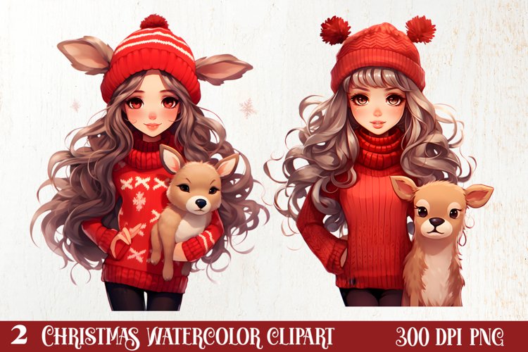 Cute Christmas Little Girl Sublimation Clipart