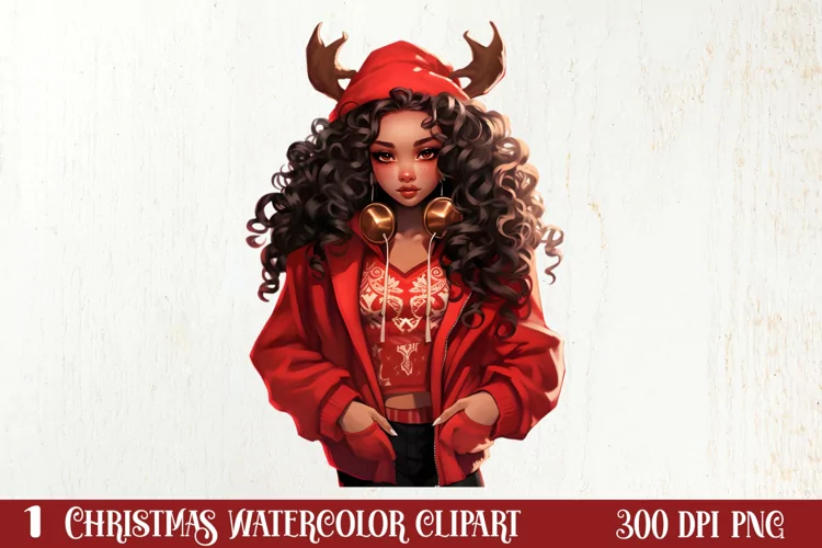 Cute Christmas Little Girl Sublimation Clipart