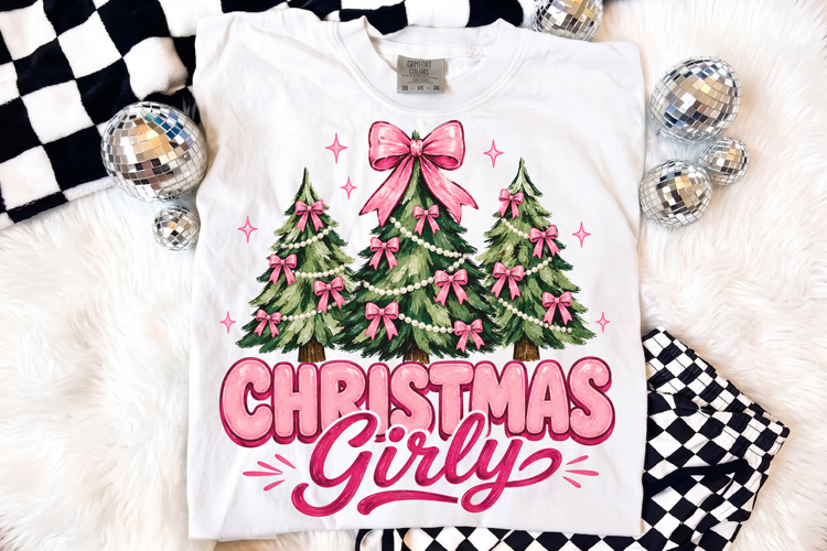 Christmas Girly PNG, Coquette Christmas Tree Trio