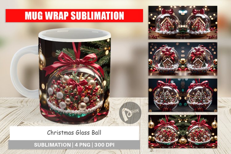 Mug Wrap Design Christmas Glass Ball