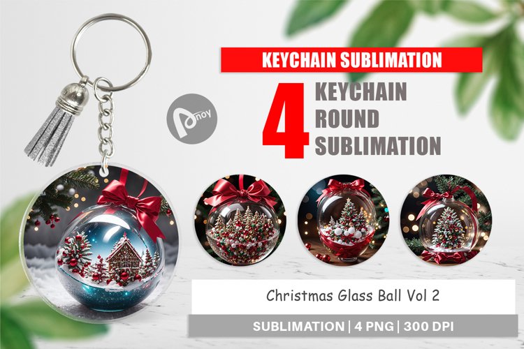 Keychain Christmas Glass Ball