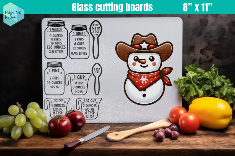 Christmas Kitchen conversion chart, Glass Cutting Boards