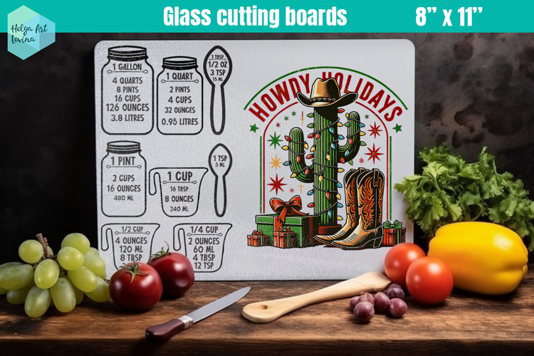 Christmas Kitchen conversion chart, Glass Cutting Boards