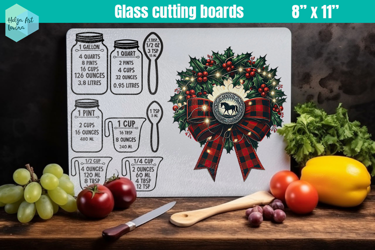 Christmas Kitchen conversion chart, Glass Cutting Boards